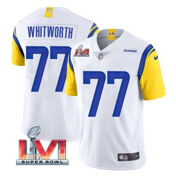 Nike Rams Men & Women & Youth 77 Andrew Whitworth White 2022 Super Bowl LVI Vapor Limited Jersey,We sell and wholesale Nike Rams Men & Women & Youth 77 Andrew Whitworth White 2022 Super Bowl LVI Vapor Limited Jersey on line form chian!